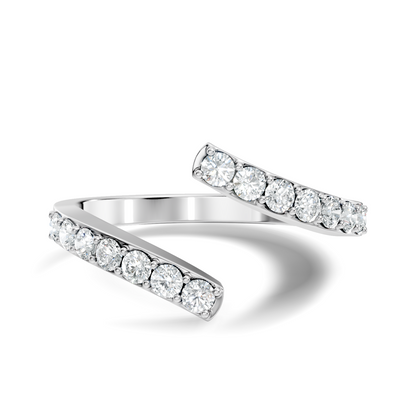 Round Cut White Colorless Lab Grown Diamond Unique Bypass Dainty Party Wear Ring For Women's