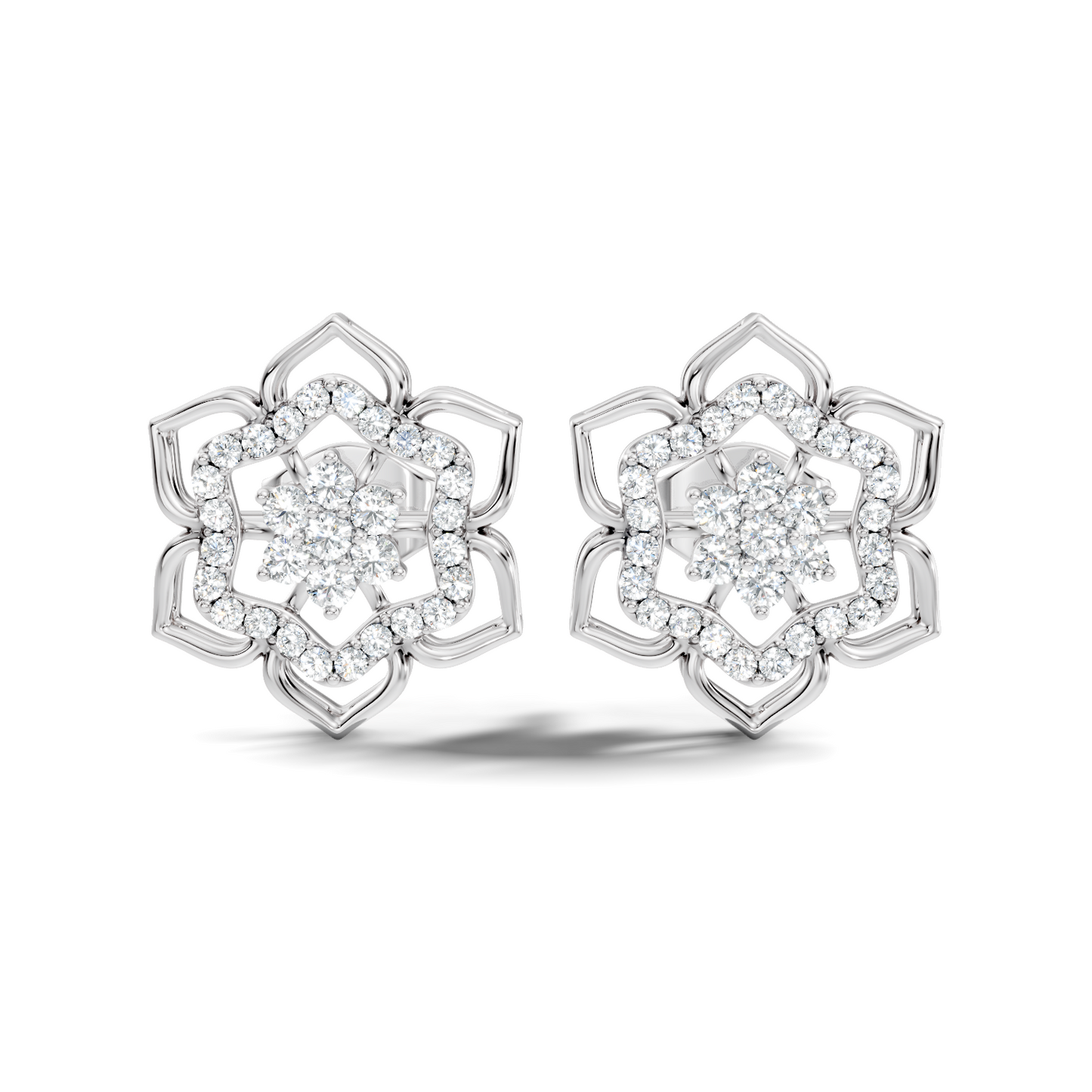 18k Solid Gold Natural & Lab Grown Round Shape Diamond New Classic Elegance Diamond Earrings For Women