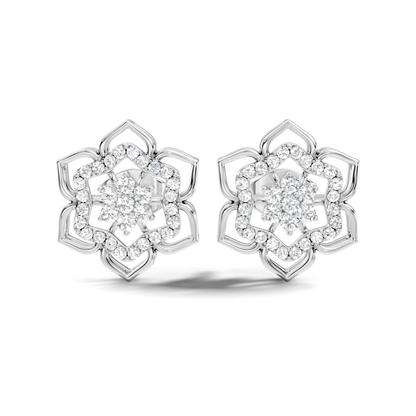 18k Solid Gold Natural & Lab Grown Round Shape Diamond New Classic Elegance Diamond Earrings For Women