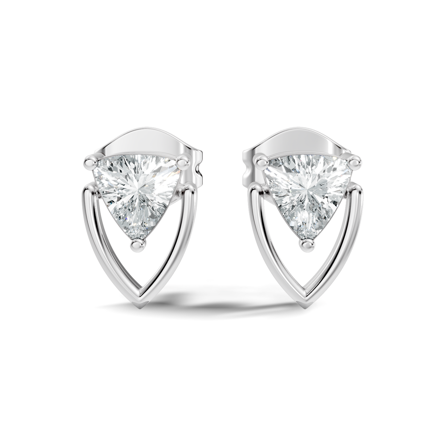 Trillion Cut Lab Grown Diamond 14k Solid White Gold Classic Affordable Diamond Earrings For Her
