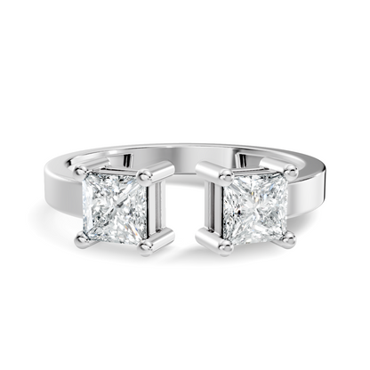 Princess Cut Lab Grown Diamond Antique Cluster Two Stone Dainty Promise Diamond Ring For Her