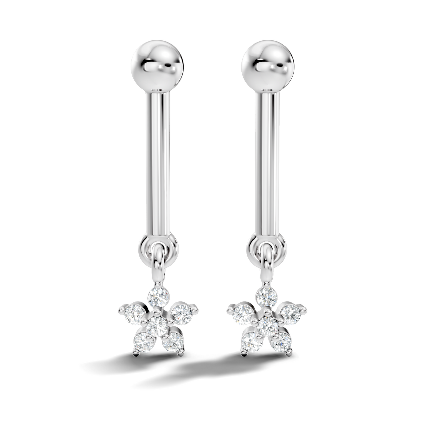 Round Shape Lab Grown & Natural Diamond 10k Solid Gold Very Classic shiny Earrings For Her