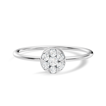 Round Cut White Colorless Lab Grown & Natural Diamond Vintage Delicate Halo Cluster Promise Ring For Her