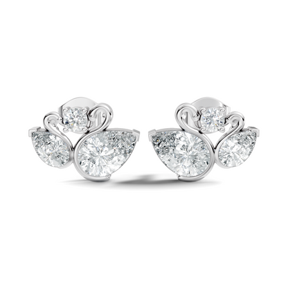 Round & Pear Shape 2.12 Ct Natural & Lab grown Diamond Occasionally Wear diamond Earrings for Women