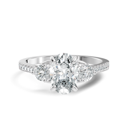 1.40Ct Oval and Round Cut White Colorless Diamond Unique Vintage Sparkling Dainty Wedding Ring For Women's