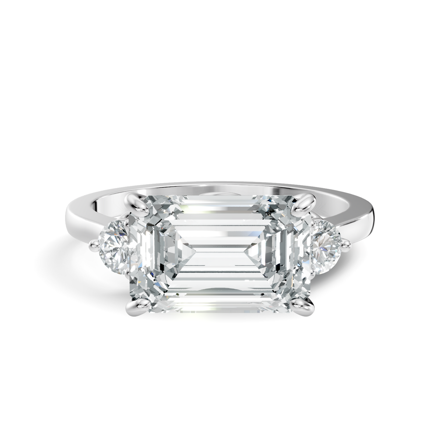 3.45Ct Emerald and Round Cut Lab Grown Diamond Unique Minimalist Prong Set Dainty Cluster Ring For Her