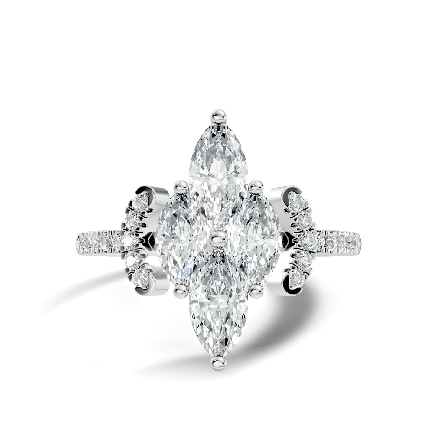 Vintage 1.38Ct Marquise and Round Cut White Colorless Diamond Unique Stackable Dainty Engagement Ring