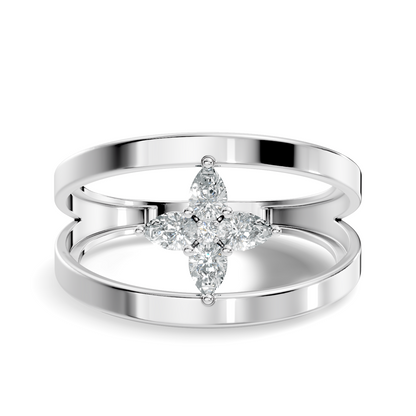 Round and Pear Cut White Colorless Diamond Unique vintage Classic Dainty Party Wear Ring For Women's