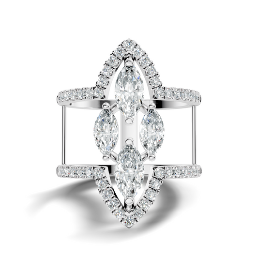 1.71Ct Marquise and Round Cut Top Grade Diamond Antique Vintage Art Deco Cluster Party Wear Ring For Her