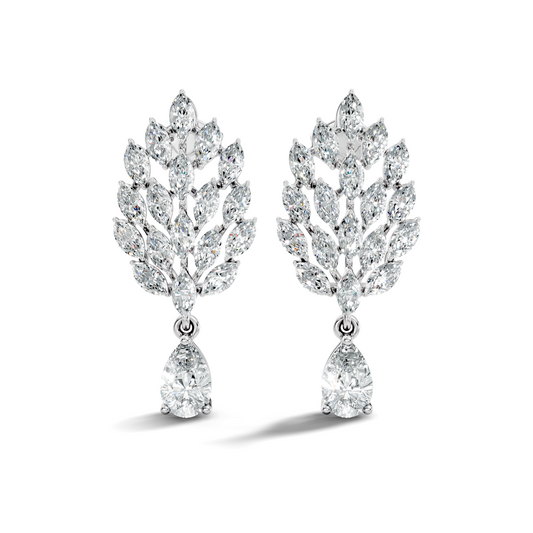 Marquise & Pear Shape 4.80 Ct 18k Solid Gold Sparkling Shinny  Vintage Style Party Wear Diamond Earrings