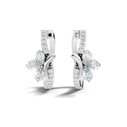 Pear Cut Labgrown Diamond Wedding Studs Halo Hoop Earring Gift for Women's In 14K Gold