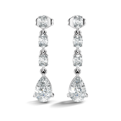 Pear And Oval Cut Lab Grown Diamond Circle Shape Antique Delicate Prong Set Bridesmaid Dangle  Earring Gift For Women's