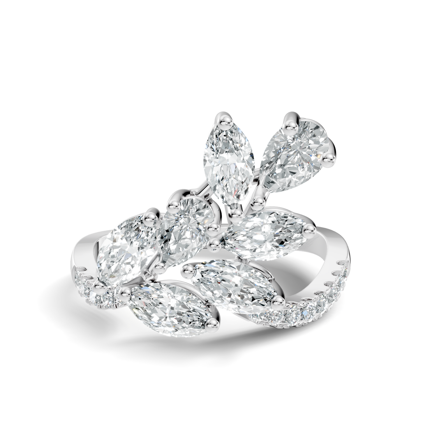 Pear, Marquise and Round Cut 1.88Ct Lab Grown Diamond Vintage Prong Set Dainty Wedding Wear Ring