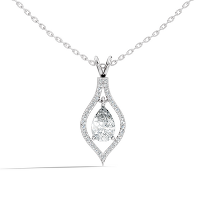 Pear & Round Shape Lab Grown Diamond 10k Solid Rose Gold Elegance Sparkle Diamond Pendant For You
