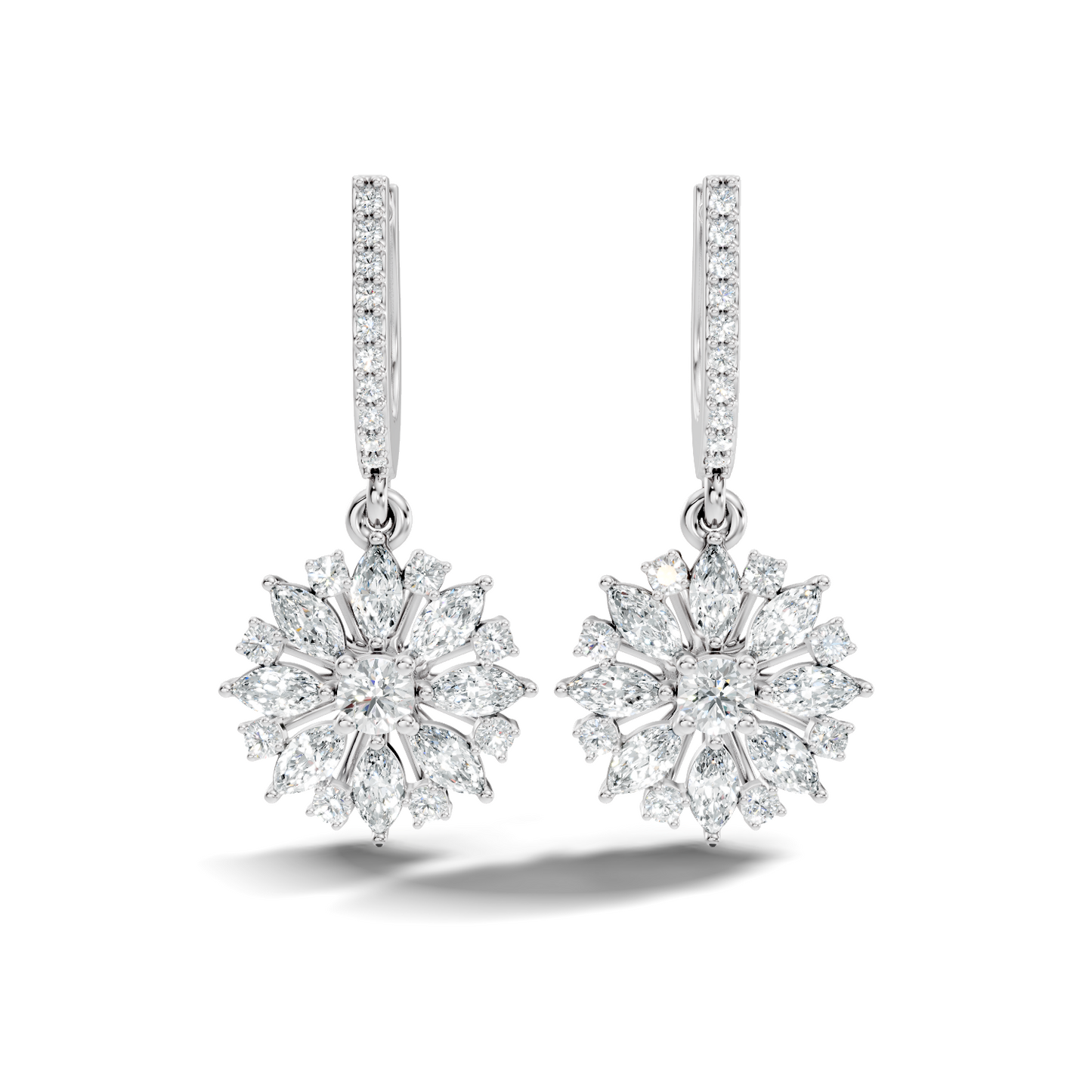 Round & Marquise Shape 2.14 Ct Lab Grown & Natural Diamond Staking Sparkling Diamond Earrings