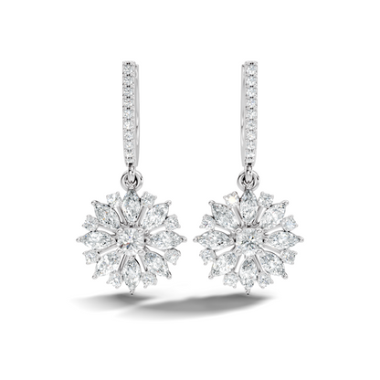 Round & Marquise Shape 2.14 Ct Lab Grown & Natural Diamond Staking Sparkling Diamond Earrings