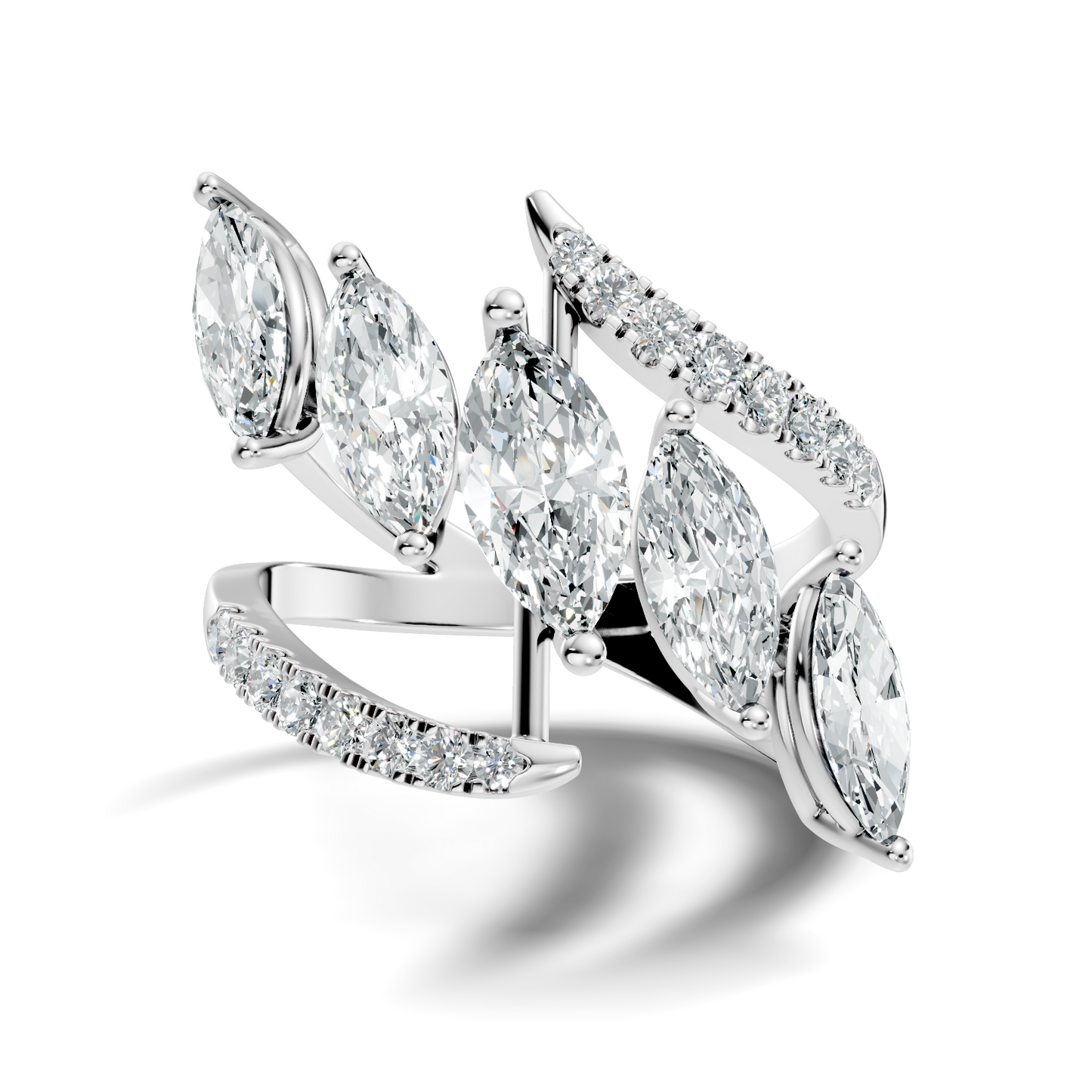 2.17Ct Round and Marquise Cut High Quality Diamond Antique Minimalist Statement Vintage Ring For Women's