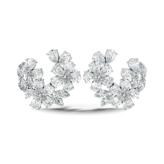 3.89 Ct Stunning Marquise And Pear Diamond Floral Stud Earrings Daliy Wear Earring For Women