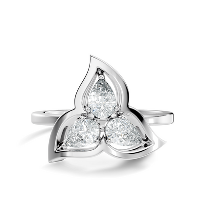 Vintage Round Cut White Colorless Diamond Unique Bezel set Minimalist Dainty Cluster Ring For Her