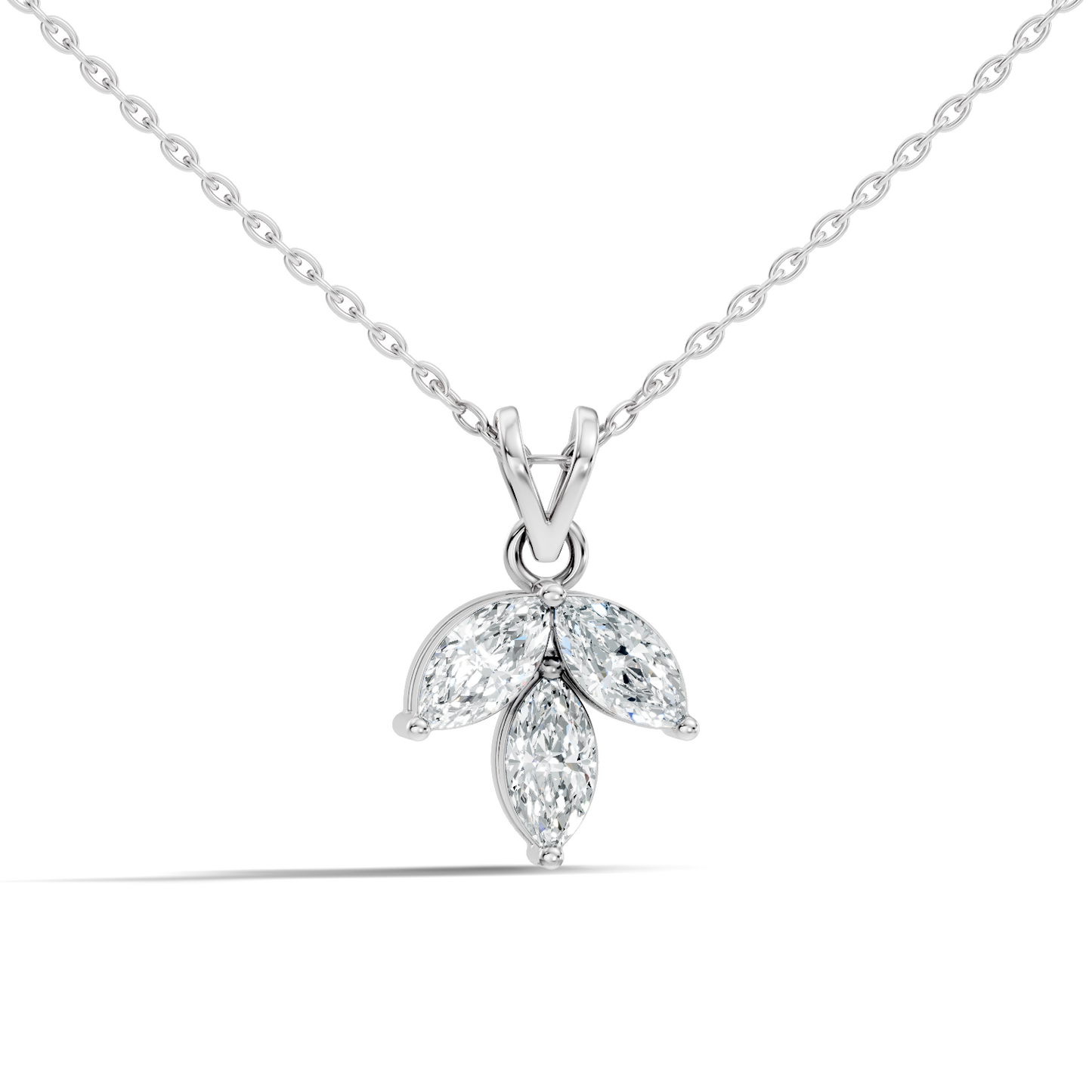 10k Solid Rose Gold Stunning Marquise Cut Lab Grown Diamond Pendant For Women