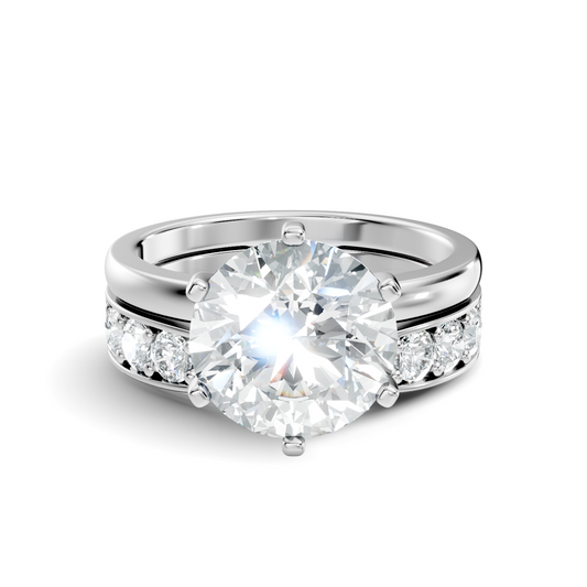 Solitaire 2.42Ct Round Cut High Quality Diamond Unique Minimalist Half Eternity Dainty Wedding Ring For Her