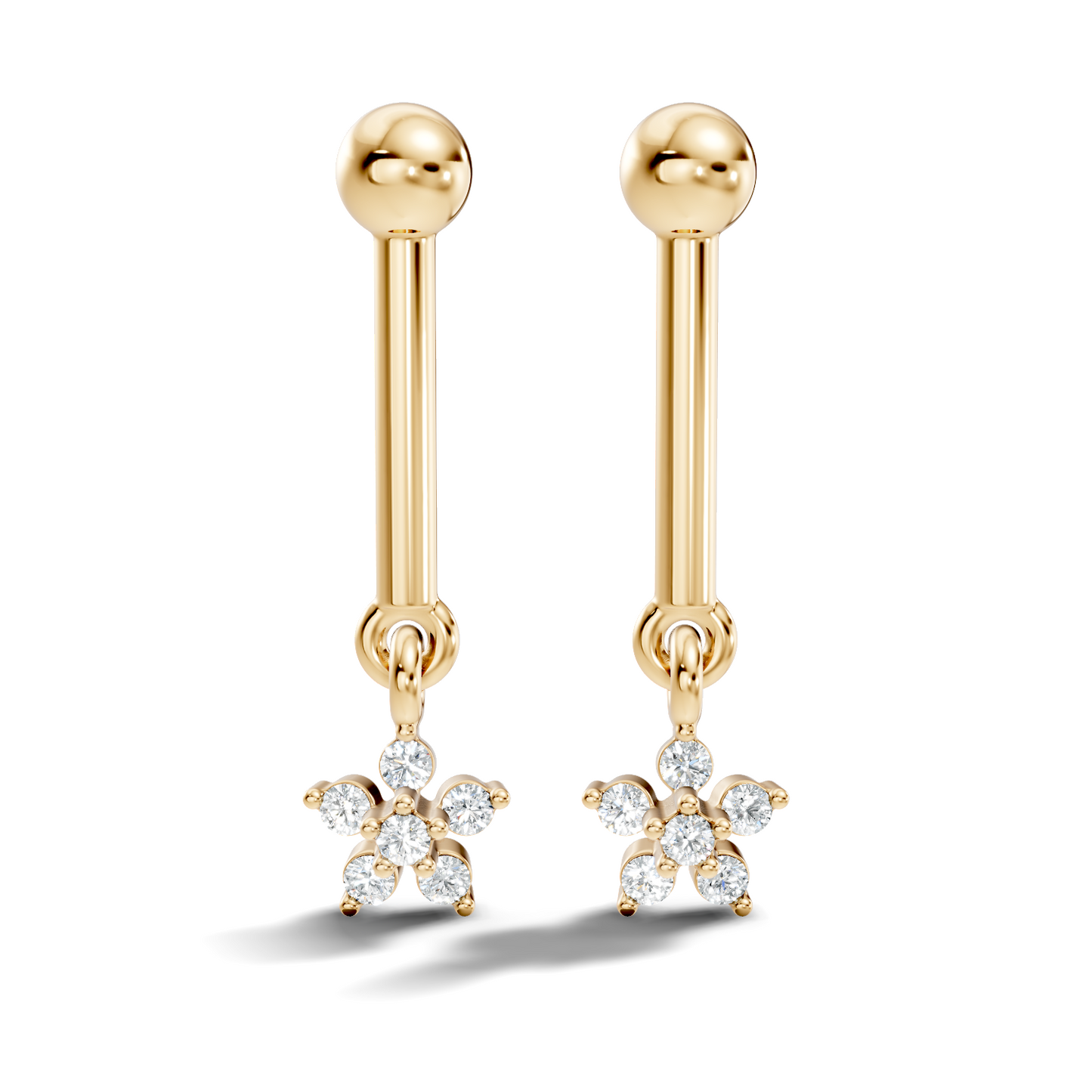 Round Shape Lab Grown & Natural Diamond 10k Solid Gold Very Classic shiny Earrings For Her
