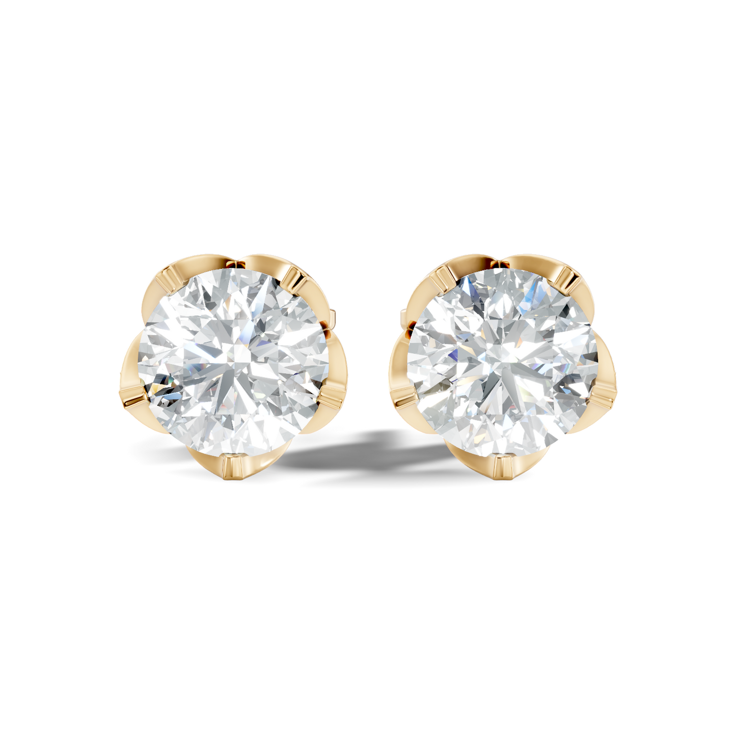 Round Shape 10k Solid Gold Stunning Affordable Vintage labgrown Diamond Earrings For Her