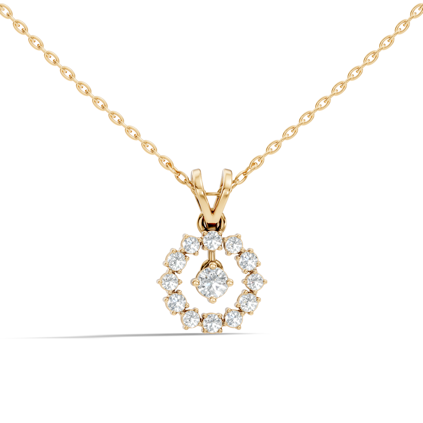 Stunning 0.38 Ct Round Diamond Charm Pendant 18K White Gold Jewelry For Women