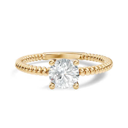 Solitaire Round Cut Lab Grown Diamond Vintage Delicate Prong Set Dainty Engagement Ring