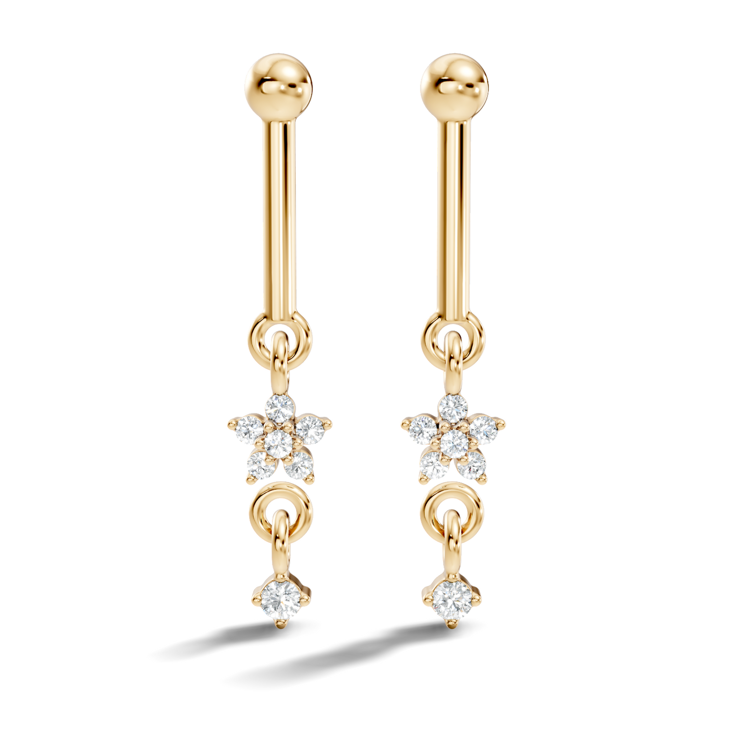 18k Solid Gold Round Shape Natural & Lab Grown Diamond New Classic Studs Women Diamond Earrings