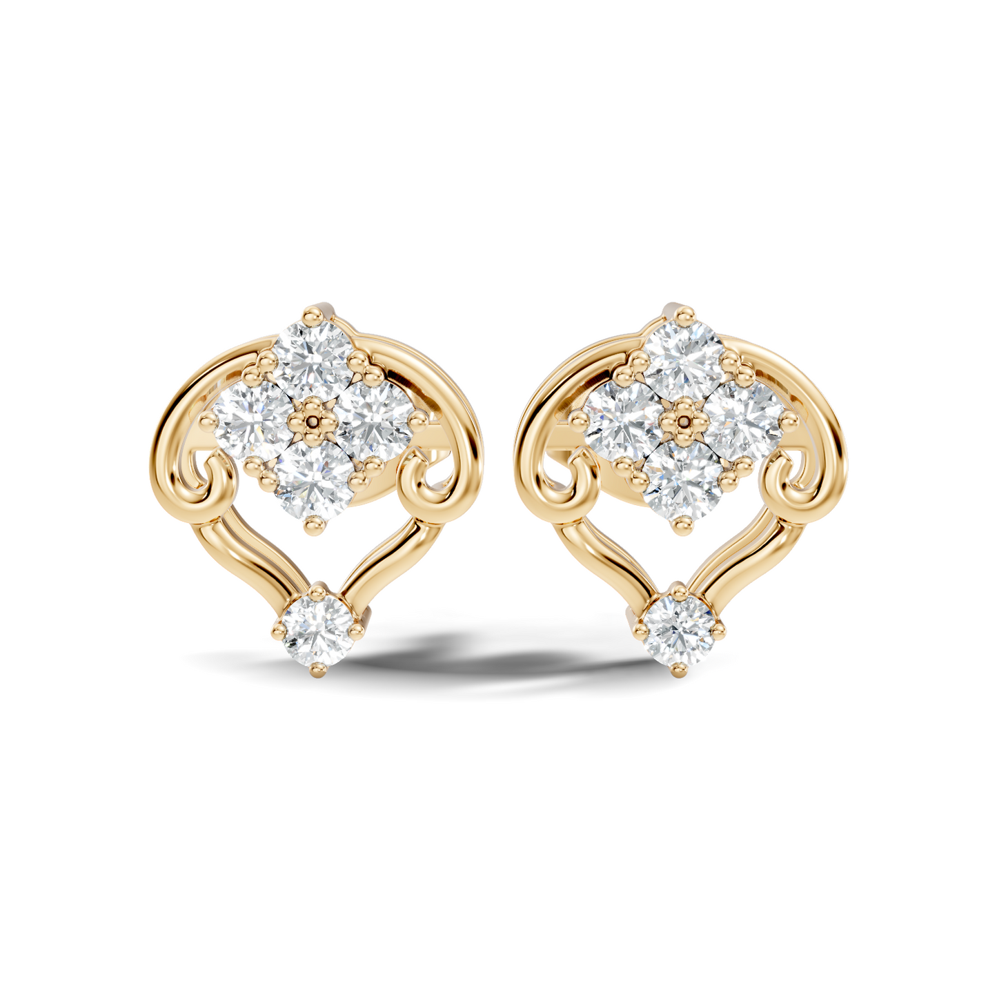 10k Solid Rose Gold Round Shape lab Grown & Natural Diamond Unique Every Wear Diamond Earrings