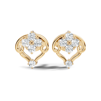 10k Solid Rose Gold Round Shape lab Grown & Natural Diamond Unique Every Wear Diamond Earrings