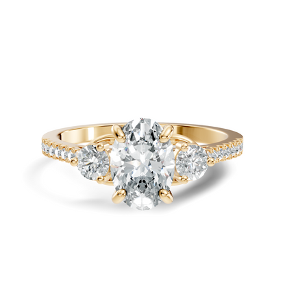 1.40Ct Oval and Round Cut White Colorless Diamond Unique Vintage Sparkling Dainty Wedding Ring For Women's