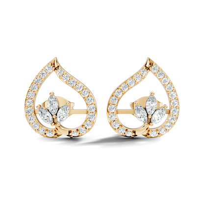 Marquise & Round Shape Natural & Lab Grown Diamond Stunning New Style Earrings For Girl