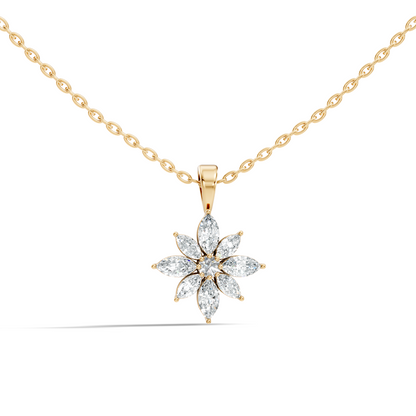 14k Solid Gold Round & Marquise shape Natural-Lab Grown Diamond Elegance New Style Diamond Pendant