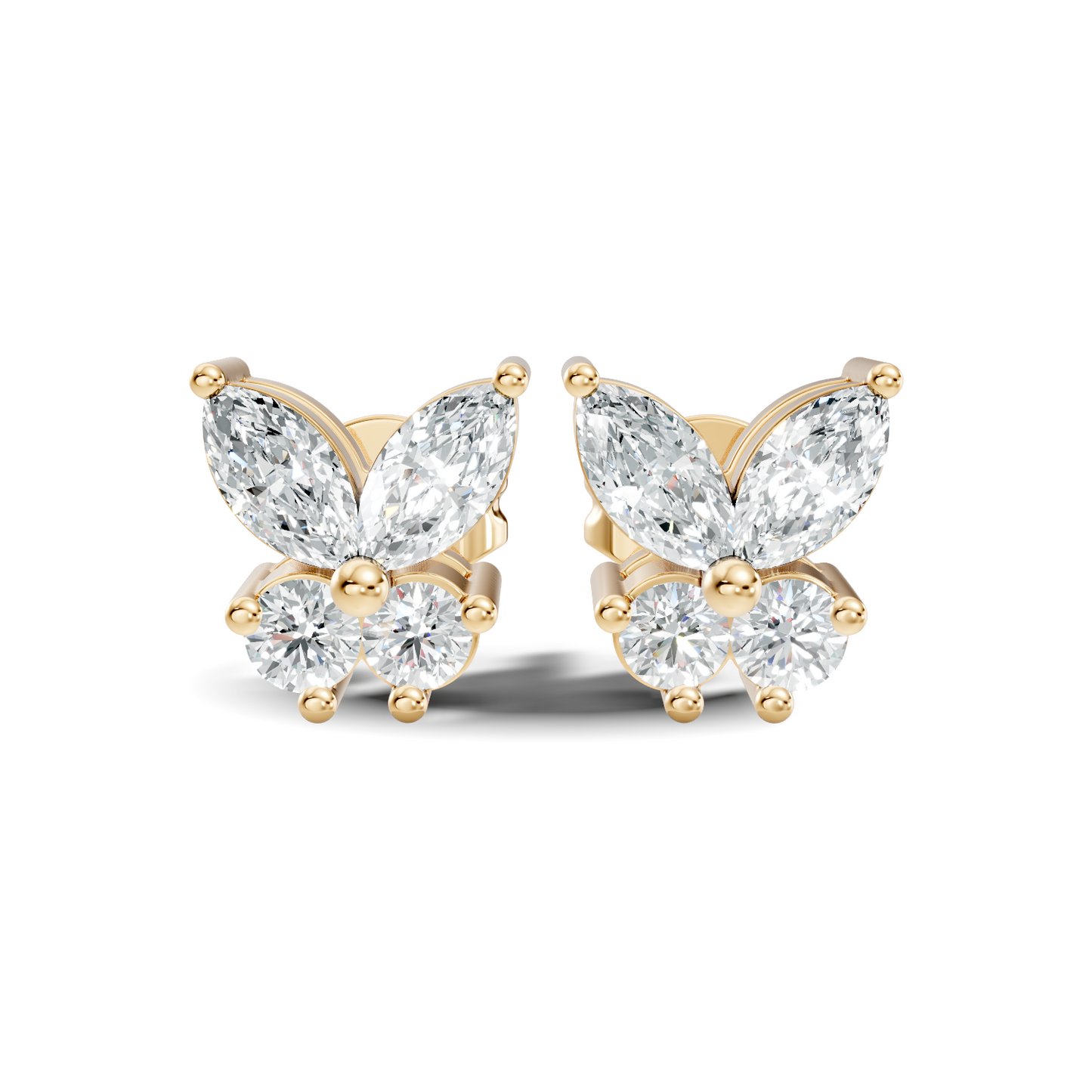Stunning Marquise & Round Natural Diamond 14k Solid Gold Elegance Vintage Earrings For Birthday Gift