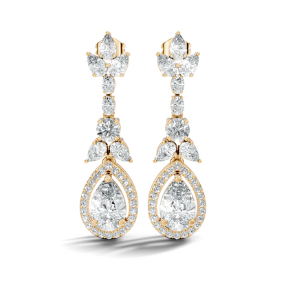 Three Type Stone Round,Oval, & Pear Shape Lab Grown Diamond 4.83 Ct Sparkling Diamond Earrings For Her