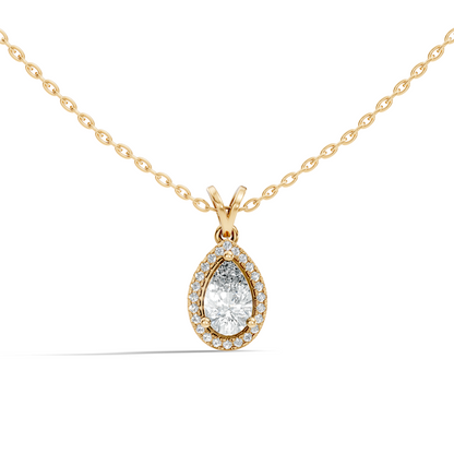 Round & Pear shape Lab Grown Diamond  10k Solid Rose Gold Sizzling Classic Diamond Pendant For Her