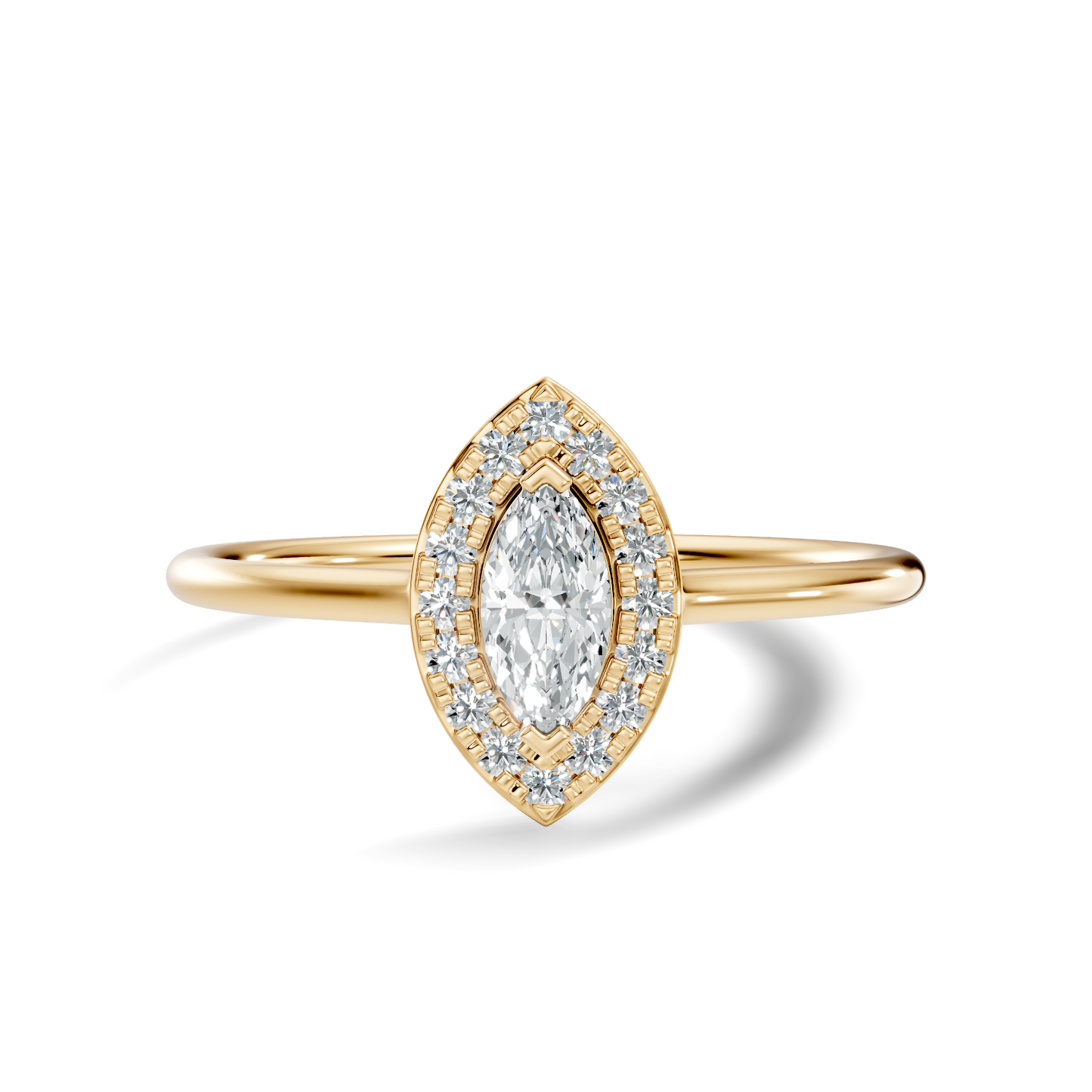 Lab Grown Marquise Diamond Halo Solitaire Ring