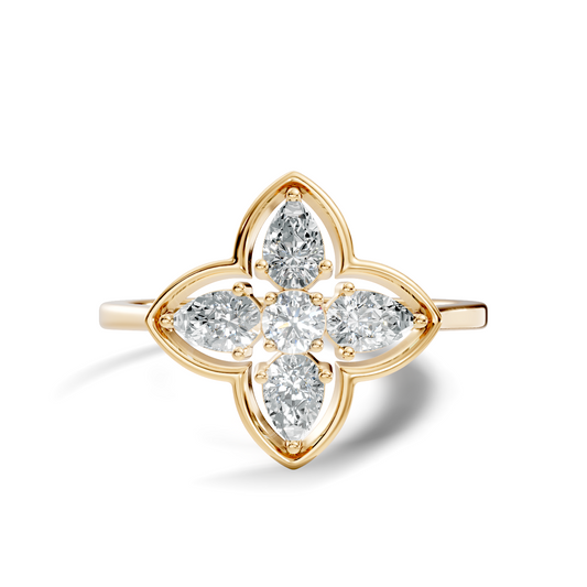 Pear and Round Cut High Quality Lab Grown Diamond Unique Art Deco Vintage Stacking Ring For Her