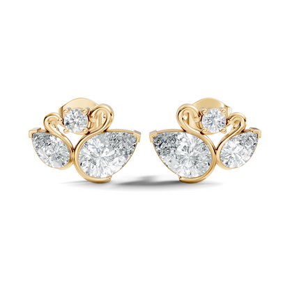 Round & Pear Shape 2.12 Ct Natural & Lab grown Diamond Occasionally Wear diamond Earrings for Women