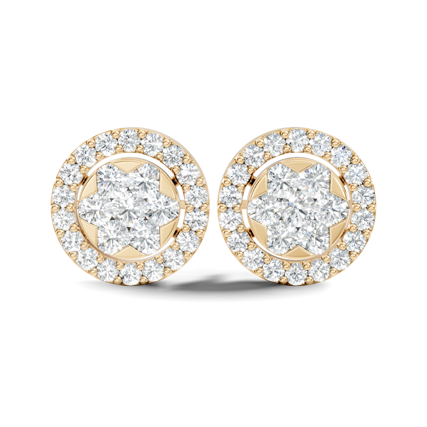 Elegant Tringle Diamond Stud 10k Solid Gold Wedding Wear Diamond Earrings For Her