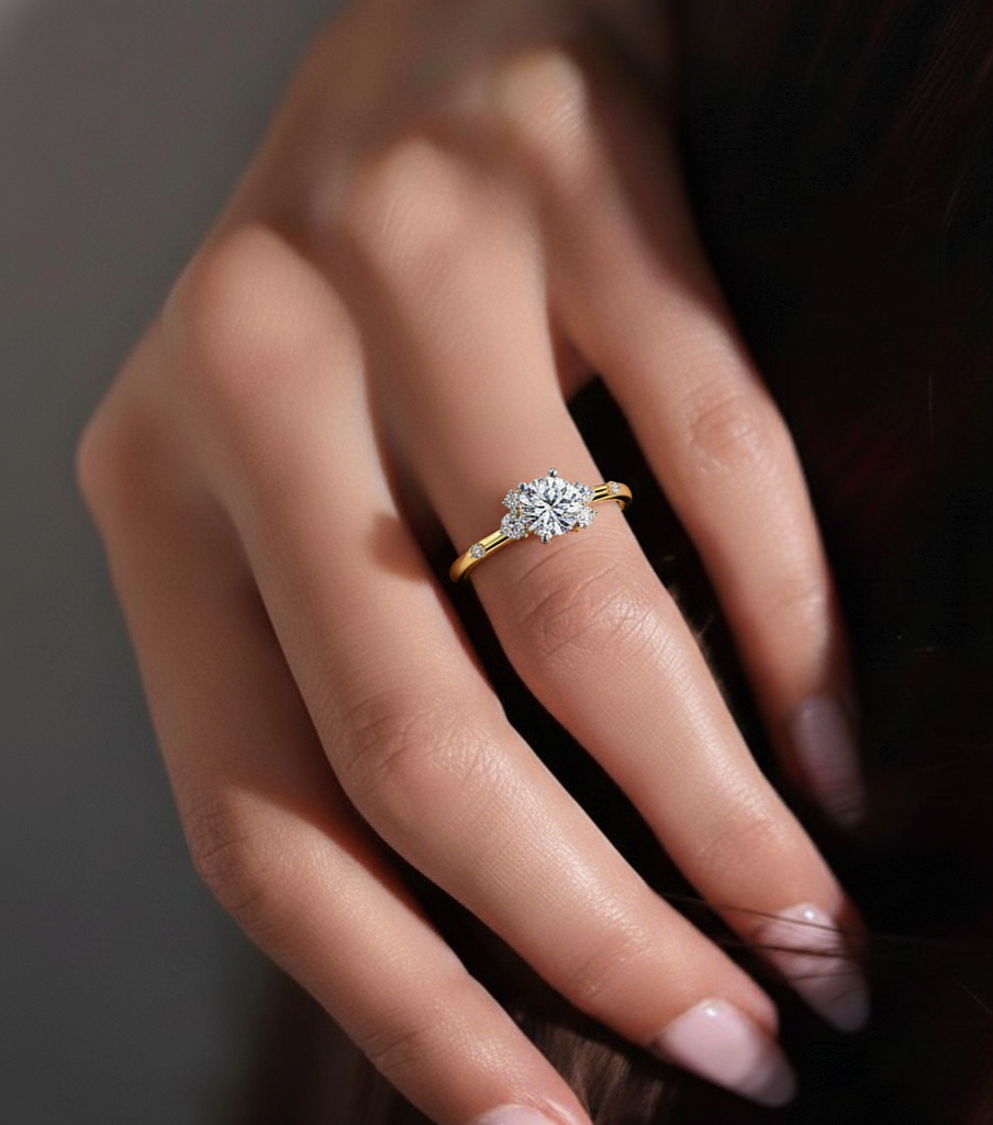 10K Solid White Gold Round Cut Diamond Solitaire Cluster Antique Daily Wear Ring For Her