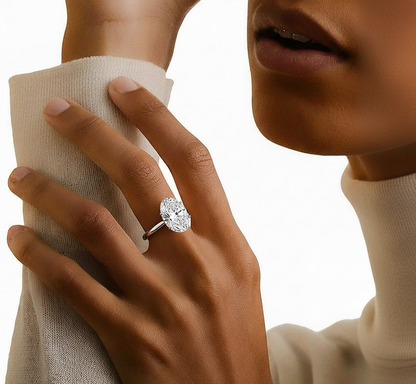 Solitaire Lab Grown Oval Cut Diamond Engagement Ring
