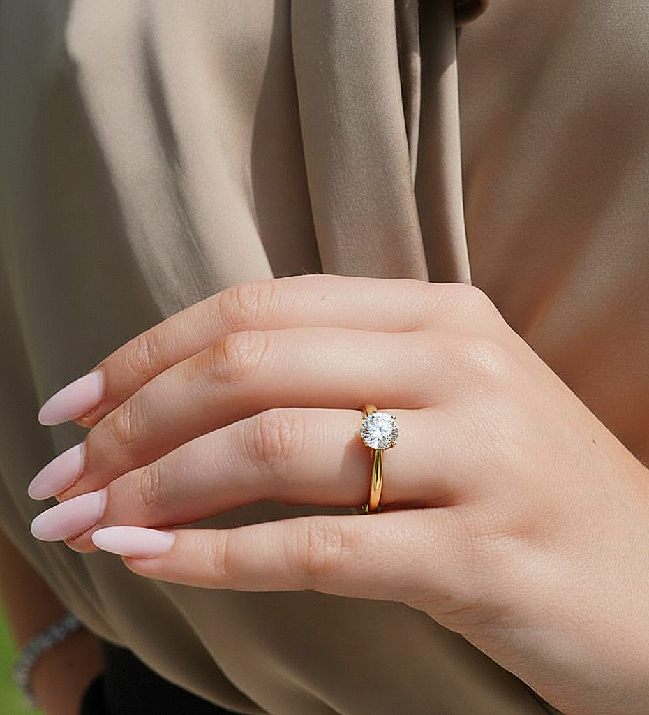 Round Cut Shaped Lab Grown Diamond  Colorless Minimalist Solitaire Diamond Ring Perfect Gift For Her