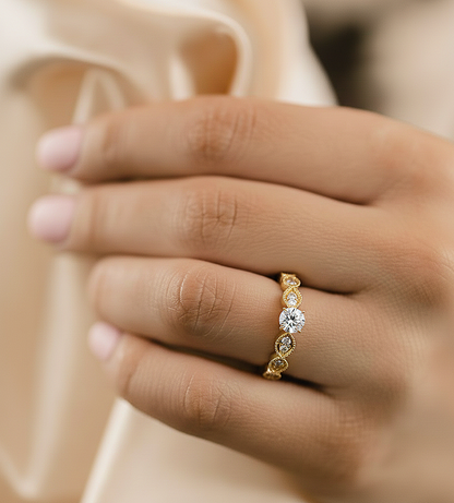 Round Shapes Colorless Lab grown Diamond 14K Solitaire Diamond Ring Perfect Gift For Her