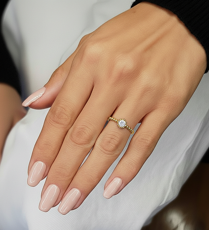 Crushed Round Diamond Solitaire Engagement Ring