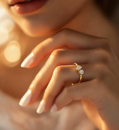 14K Yellow 5/8 CTW Lab-Grown Diamond Two-Stone Ring