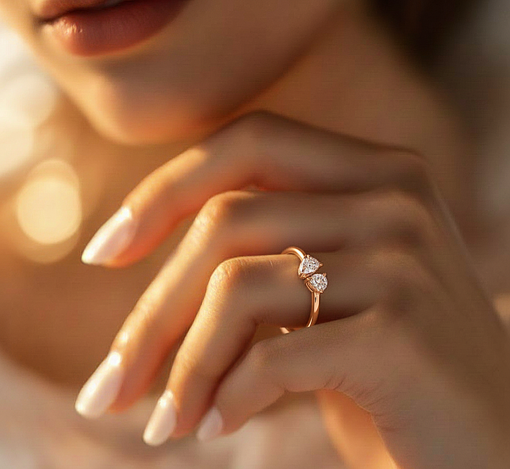 14K Yellow 5/8 CTW Lab-Grown Diamond Two-Stone Ring