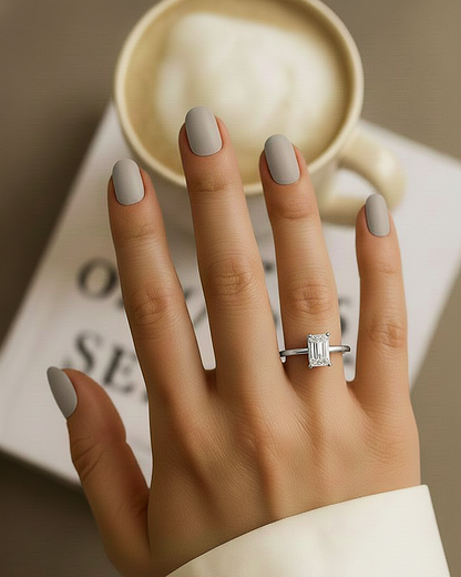 Radiant Cut Top Grade Lab Grown Diamond Solitaire Dainty Prong Set Vintage Cluster Engagement Ring For Her